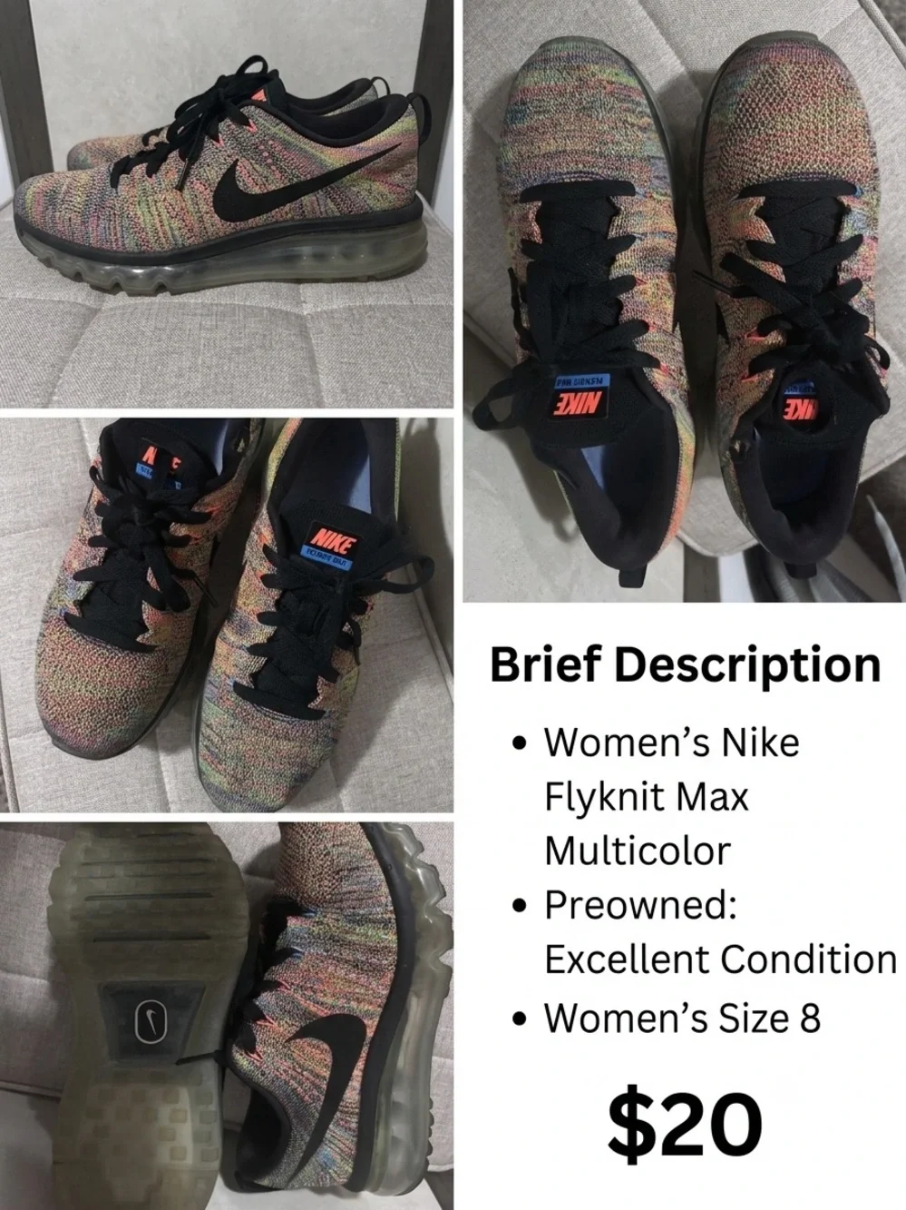 Nike Women’s Flyknit Multicolor with Black Accents